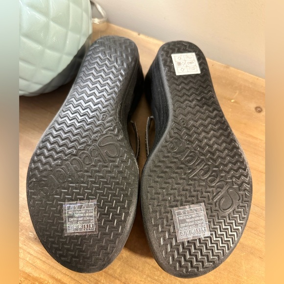 Skechers Women's Black and Silver Wedge Sandals - Picture 5 of 5